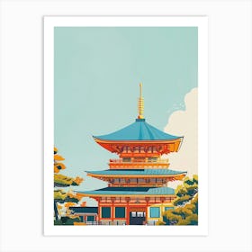 Todai Ji Temple Nara 2 Colourful Illustration Art Print