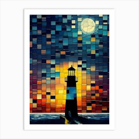 Lighthouse At Sunset Art Print