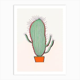 Fishhook Cactus Minimal Line Drawing 2 Art Print