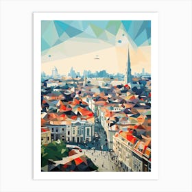 Brussels, Belgium, Geometric Illustration 2 Art Print