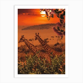 African Giraffe Scenery Art Print