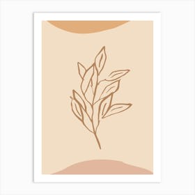 Leaf On A Beige Background Art Print