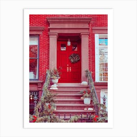 Red Door In Christmas, New York Art Print