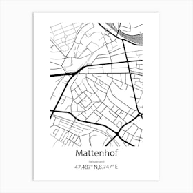 Mattenhof,Switzerland Minimalist Map Art Print