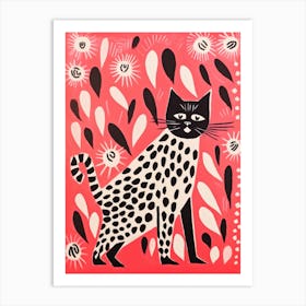 Black Cat With Flowers 7 Art Print