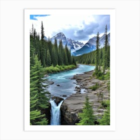 Waterfall In The Mountains 11 Art Print