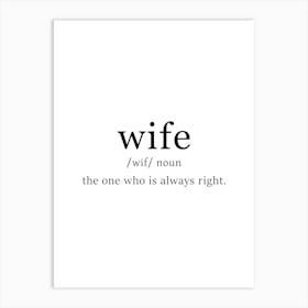 Wife Definition Poster - Dictionary Art Print