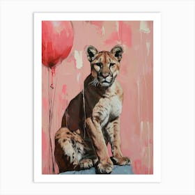Cute Puma 4 With Balloon Art Print