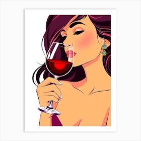 Woman Drinking Wine Art Print