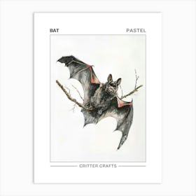 Bat Pastel Watercolour 3 Poster Affiche