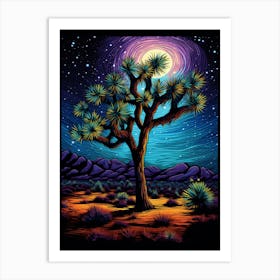 Joshua Tree At Night, Nat Viga Style (2) Art Print