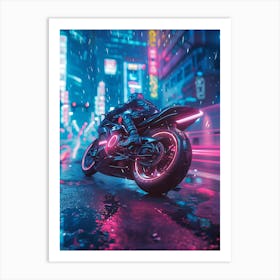 Motorcycle In The Rain 3 Art Print