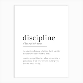 Discipline Definition Poster - Dictionary Art Print