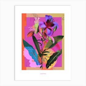 Lisianthus 3 Neon Flower Collage Poster Art Print