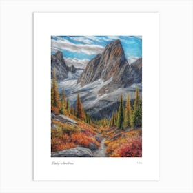 Rocky Mountains Usa Pencil Sketch 1 Watercolour Travel Poster Art Print