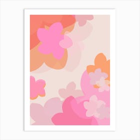 Pastel Pink And Orange Flower Collage Art Print