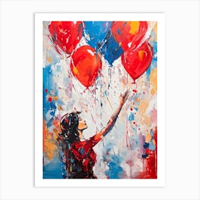 Abstract Painting With A Central Vibrant Hand Reaching Up From A Retro Inspired Setting Festive Moo Art Print