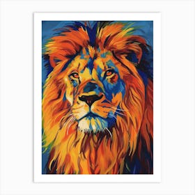 Asiatic Lion Portrait Close Up Fauvist Painting 1 Art Print