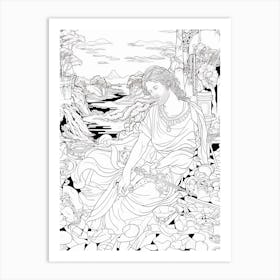 Line Art Inspired By The Death Of Sardanapalus 12 Art Print