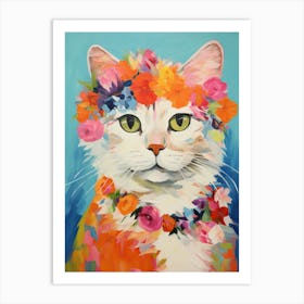 Selkirk Rex Cat With A Flower Crown Painting Matisse Style 4 Art Print