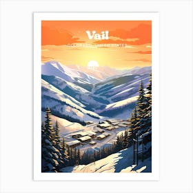 Vail Colorado United States Sunset Modern Travel Art Art Print