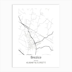 Brezice,Slovenia Minimalist Map Art Print