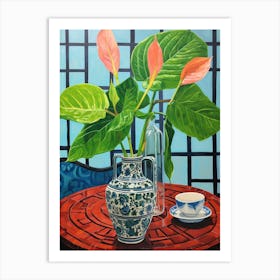 Flowers In A Vase Still Life Painting Flamingo Flower 2 Art Print