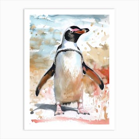 Humboldt Penguin Zavodovski Island Watercolour Painting 6 Art Print