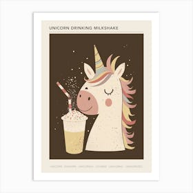 Unicorn Drinking A Rainbow Sprinkles Milkshake Uted Pastels 2 Poster Art Print