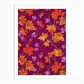 Abstract Autumnal Wallpaper Featuring A Vivid Top View Of An Oak And A Maple Tree Their Branches Ab (4) Art Print