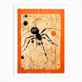 Ant, Woodblock Animal  Drawing 3 Art Print