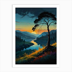 Lone Tree At Sunset Art Print