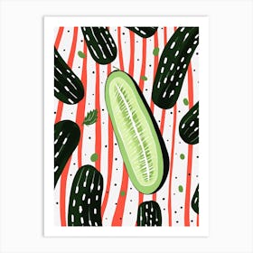 Cucumber Fruit Summer Illustration 3 Art Print