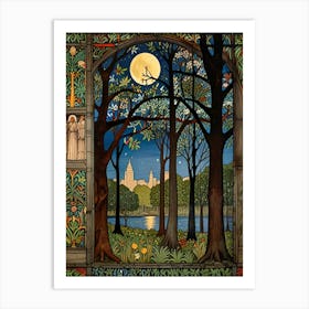 William Morris Moonlight In The Park 2 Art Print