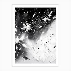 Falling, Snowflakes, Black & White 4 Art Print