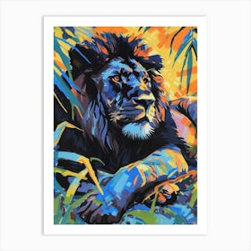 Black Lion Resting In The Sun Fauvist Painting 2 Art Print
