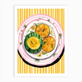 A Plate Of Pumpkins, Autumn Food Illustration Top View 12 Art Print