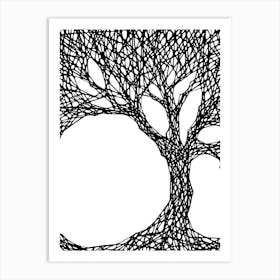 Line Tree Of Life / Hand Drawn / Black&White Art Print