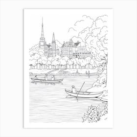 Line Art Inspired By A Sunday Afternoon On The Island Of La Grande Jatte 2 Art Print