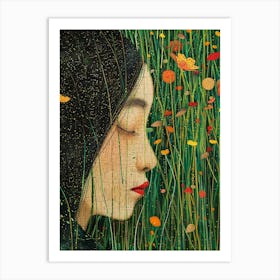 floral woman Art Print