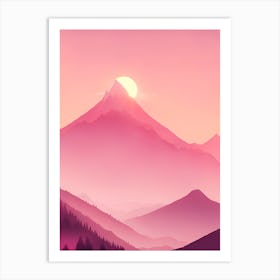 Misty Mountains Vertical Background In Pink Tone 41 Art Print
