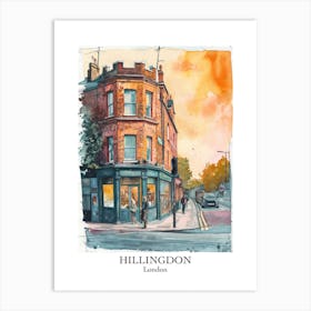 Hillingdon London Borough   Street Watercolour 3 Poster Art Print