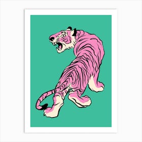 Tiger In Pink And Green Art Print