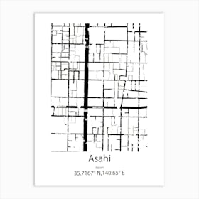 Asahi,Japan Minimalist Map Art Print