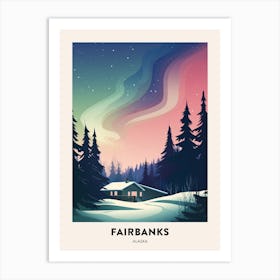 Vintage Winter Travel Poster Fairbanks Alaska 3 Art Print