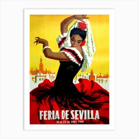 Spanish Dancer From Seville, Spain, Vintage Travel Poster Art Print