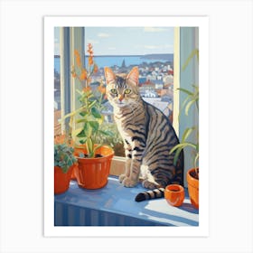 Cat On Window Sill Art Print