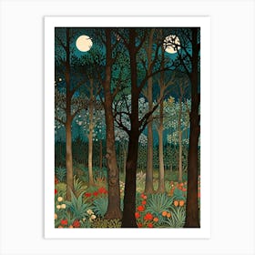 William Morris Moonlight In The Forest 96 Art Print