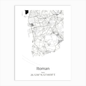 Itoman,Japan Minimalist Map Art Print