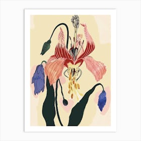 Colourful Flower Illustration Bleeding Heart 5 Art Print